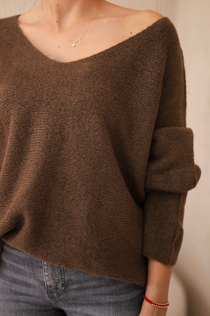 V - neck sweater IT - 47 / – Brown цвет / color | Lexline Fashion