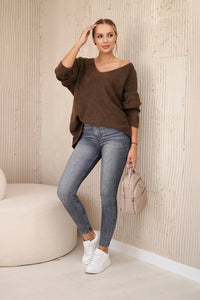 V - neck sweater IT - 47 / – Brown цвет / color | Lexline Fashion