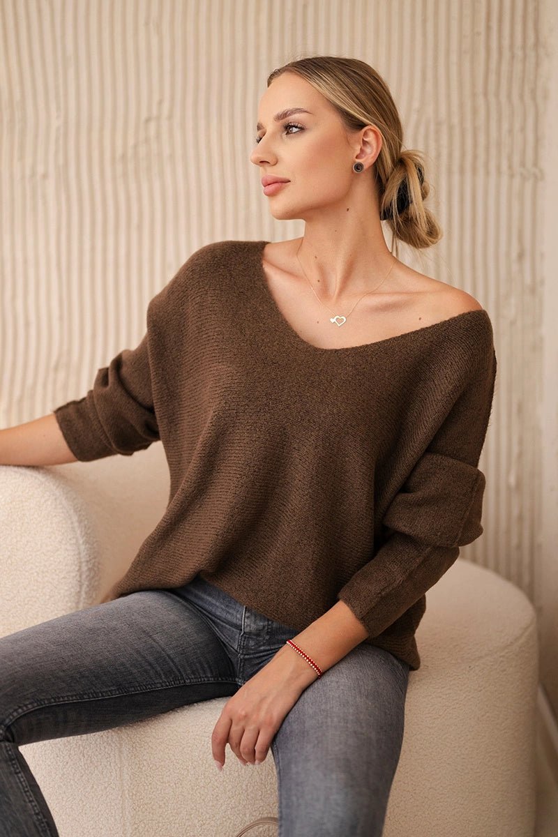 V - neck sweater IT - 47 / – Brown цвет / color | Lexline Fashion