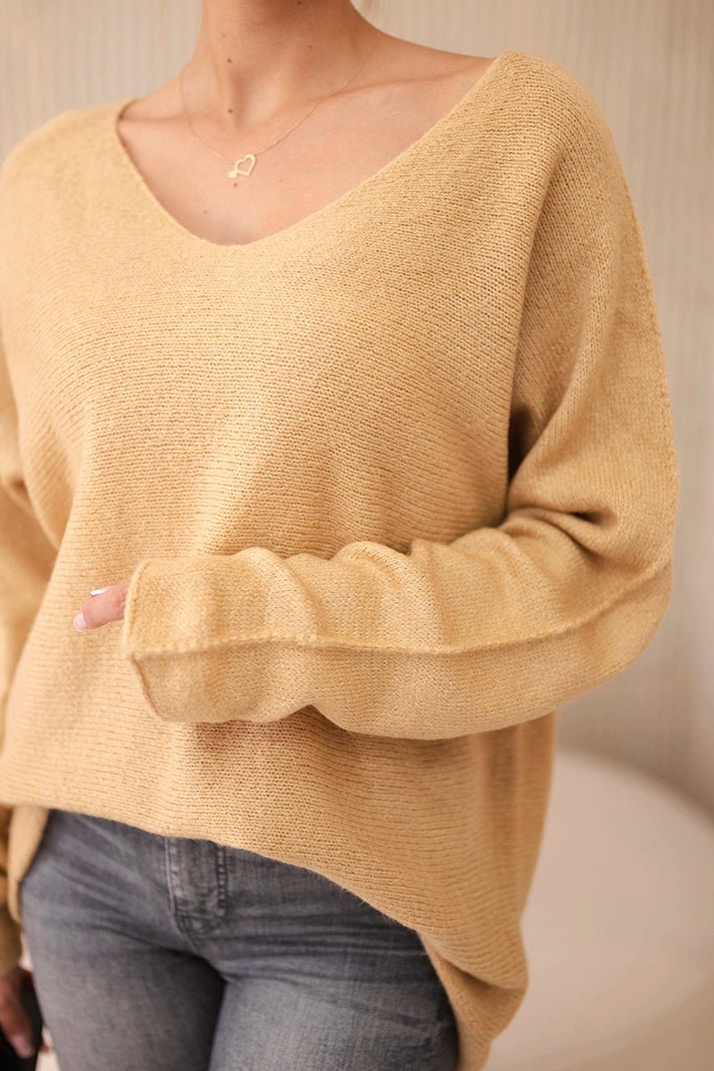 V - neck sweater IT - 47 / – Camel цвет / color | Lexline Fashion