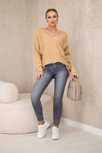 V - neck sweater IT - 47 / – Camel цвет / color | Lexline Fashion