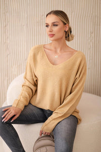 V - neck sweater IT - 47 / – Camel цвет / color | Lexline Fashion