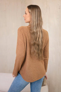 V - neck sweater IT - 47 / – Dark || Camel цвет / color | Lexline Fashion