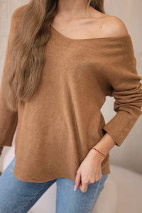 V - neck sweater IT - 47 / – Dark || Camel цвет / color | Lexline Fashion