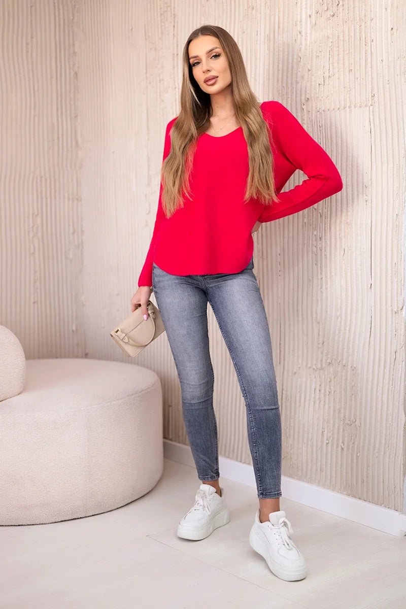 V - neck sweater IT - 47 / – Fuchsia цвет / color | Lexline Fashion