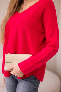 V - neck sweater IT - 47 / – Fuchsia цвет / color | Lexline Fashion