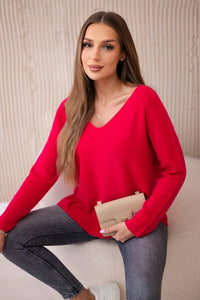 V - neck sweater IT - 47 / – Fuchsia цвет / color | Lexline Fashion