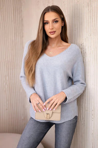 V - neck sweater IT - 47 / – Gray цвет / color | Lexline Fashion