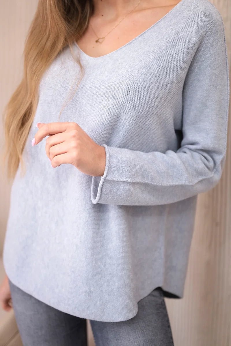 V - neck sweater IT - 47 / – Gray цвет / color | Lexline Fashion