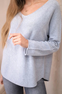 V - neck sweater IT - 47 / – Gray цвет / color | Lexline Fashion