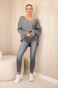 V - neck sweater IT - 47 / – Gray || Dark цвет / color | Lexline Fashion