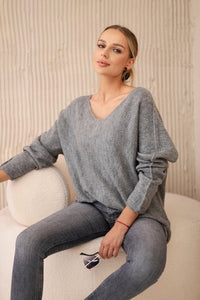 V - neck sweater IT - 47 / – Gray || Dark цвет / color | Lexline Fashion