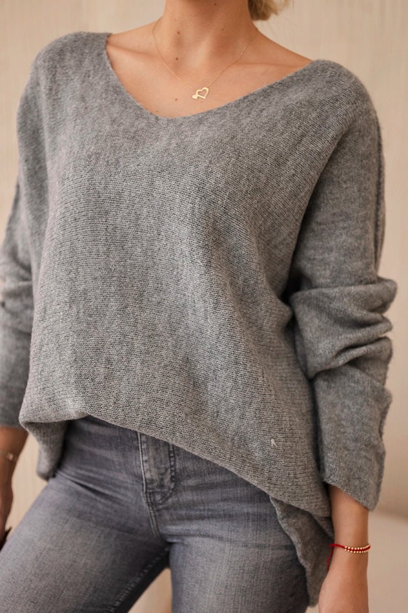 V - neck sweater IT - 47 / – Gray || Dark цвет / color | Lexline Fashion