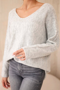V - neck sweater IT - 47 / – Gray || Light цвет / color | Lexline Fashion