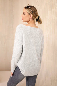 V - neck sweater IT - 47 / – Gray || Light цвет / color | Lexline Fashion