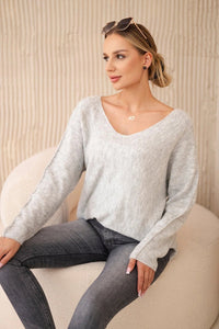 V - neck sweater IT - 47 / – Gray || Light цвет / color | Lexline Fashion