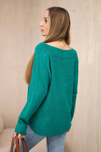 V - neck sweater IT - 47 / – Green цвет / color | Lexline Fashion