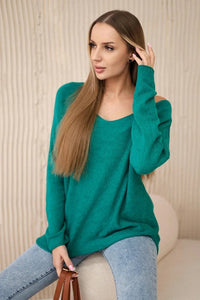 V - neck sweater IT - 47 / – Green цвет / color | Lexline Fashion