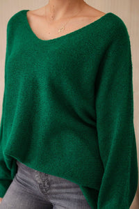 V - neck sweater IT - 47 / – Green || Dark цвет / color | Lexline Fashion