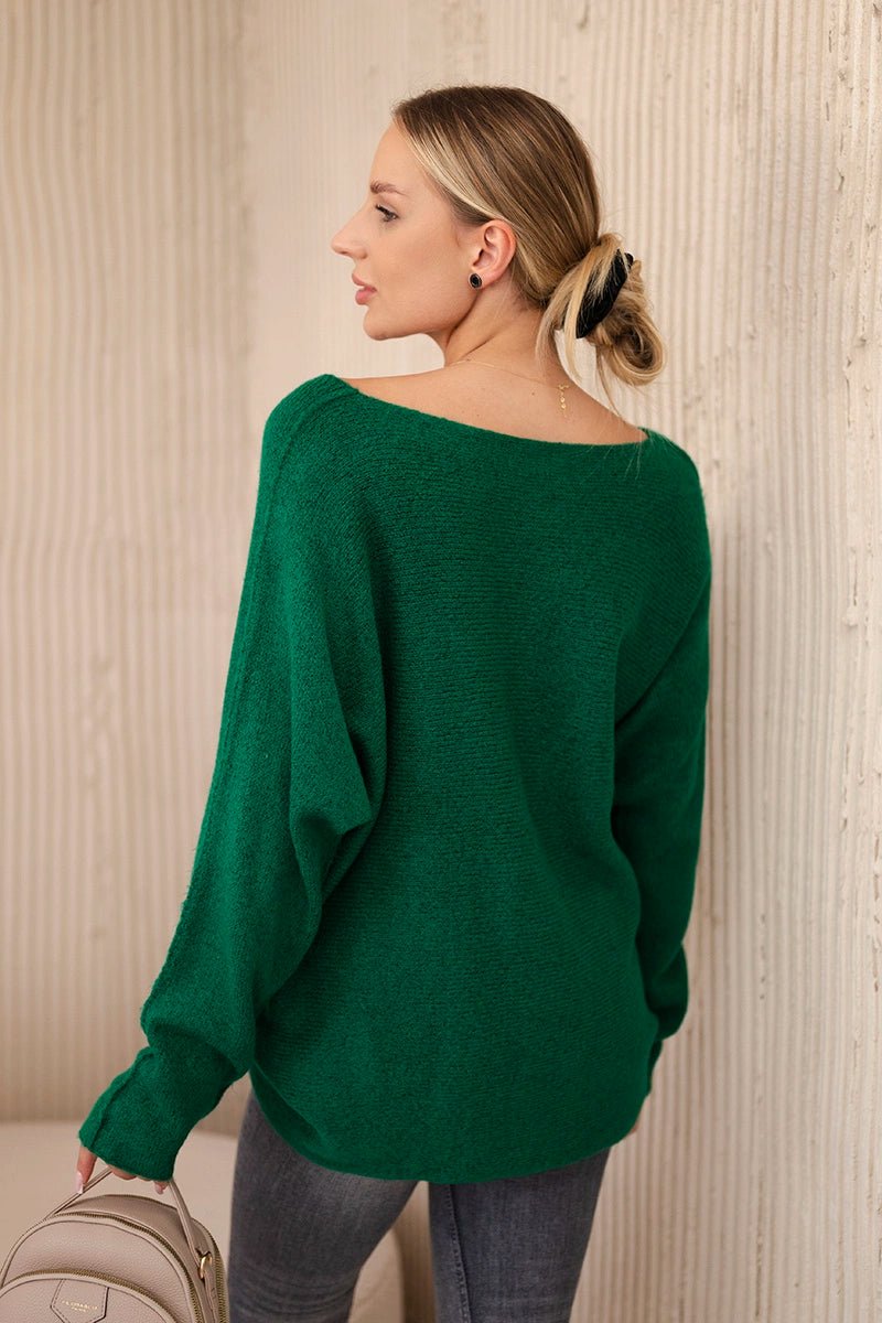 V - neck sweater IT - 47 / – Green || Dark цвет / color | Lexline Fashion