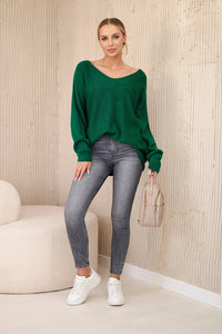 V - neck sweater IT - 47 / – Green || Dark цвет / color | Lexline Fashion