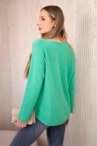 V - neck sweater IT - 47 / – Green || Light цвет / color | Lexline Fashion