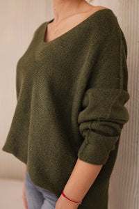 V - neck sweater IT - 47 / – Khaki цвет / color | Lexline Fashion