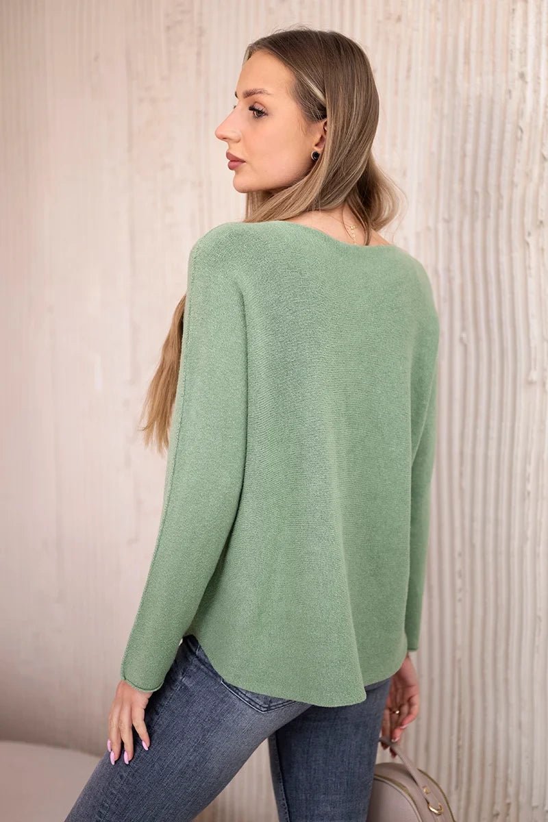 V - neck sweater IT - 47 / – Khaki || Light цвет / color | Lexline Fashion