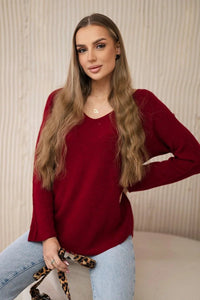 V - neck sweater IT - 47 / – Maroon цвет / color | Lexline Fashion