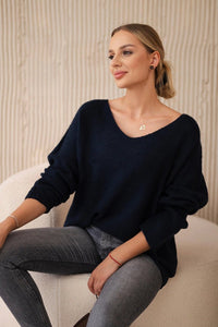 V - neck sweater IT - 47 / – Navy blue цвет / color | Lexline Fashion
