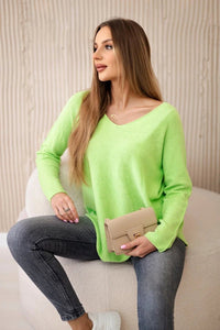 V - neck sweater IT - 47 / – Pistachio цвет / color | Lexline Fashion