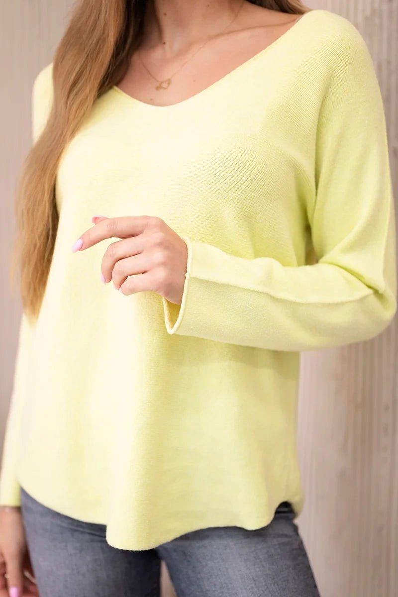 V - neck sweater IT - 47 / – Yellow цвет / color | Lexline Fashion
