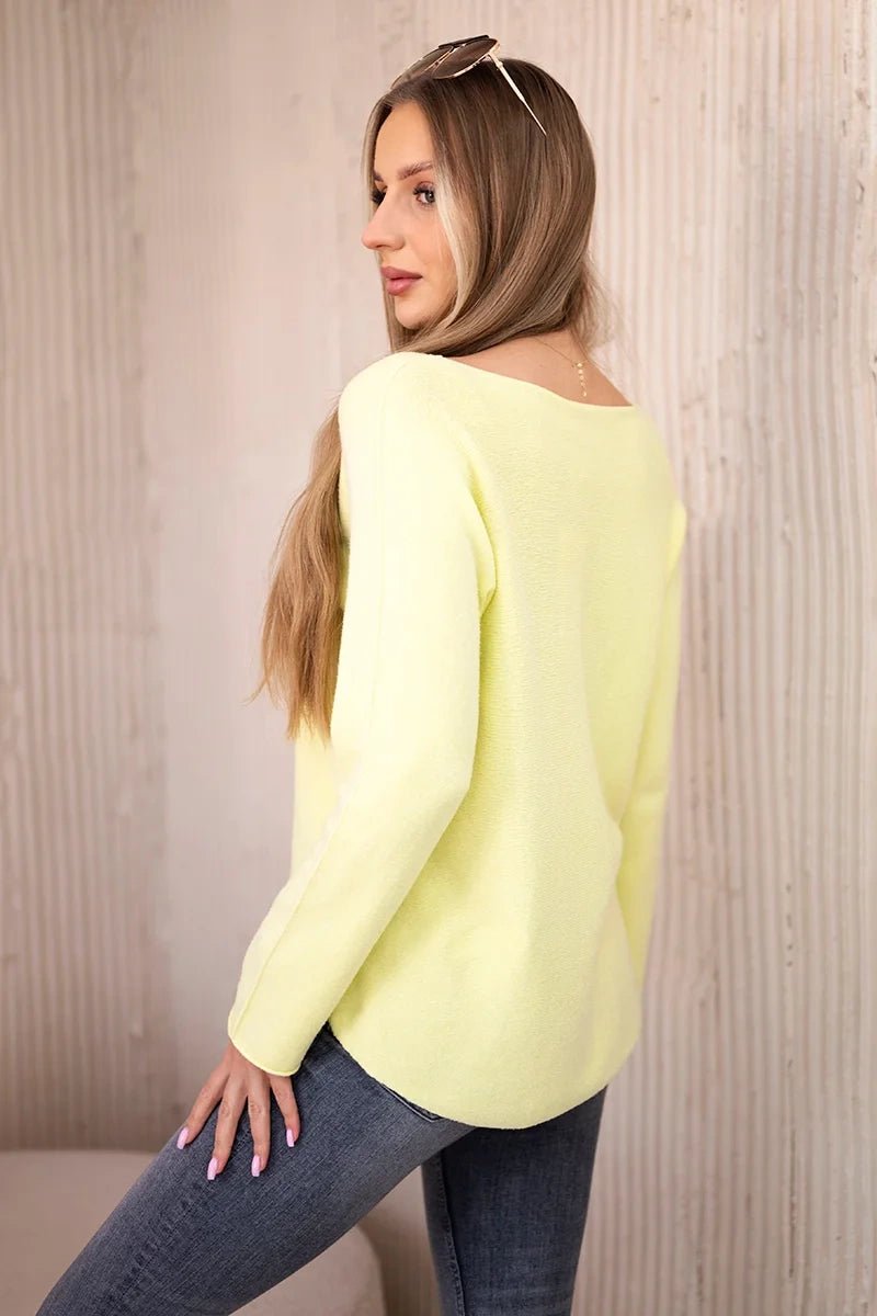 V - neck sweater IT - 47 / – Yellow цвет / color | Lexline Fashion