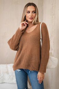 V - neck sweater IT - 51 / – Camel цвет / color | Lexline Fashion