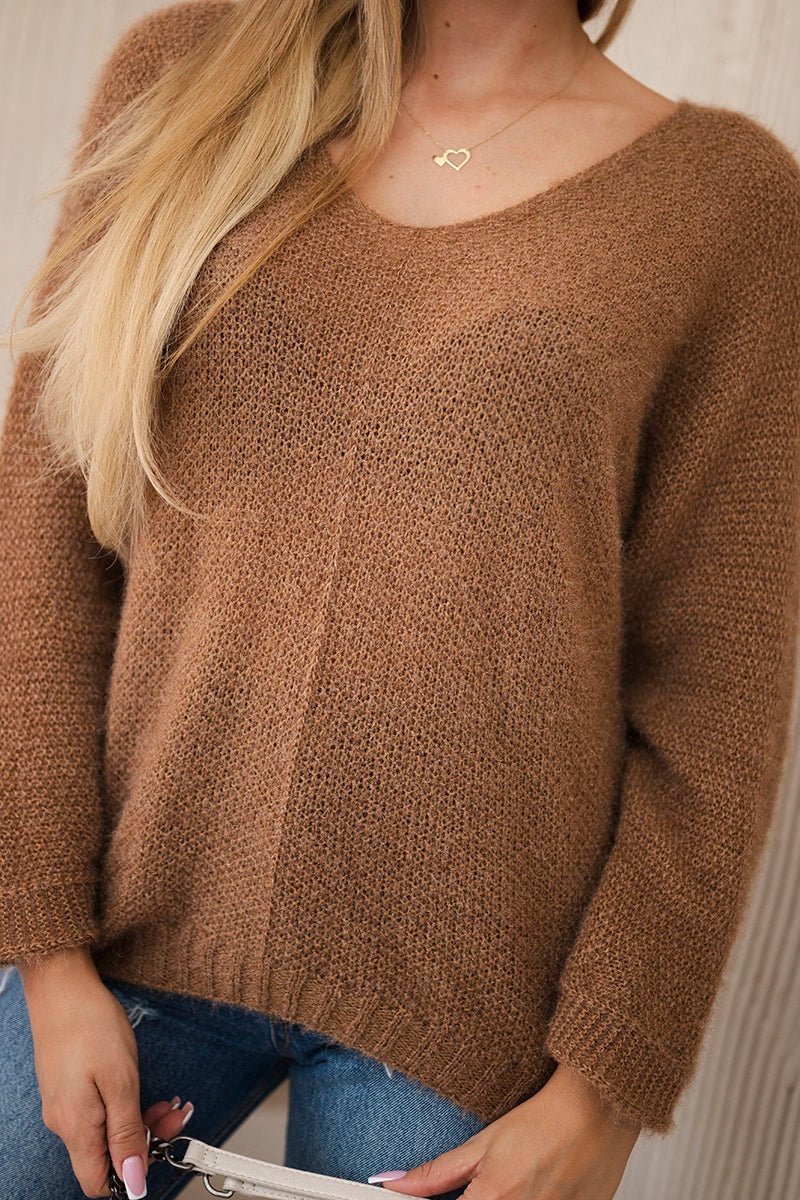 V - neck sweater IT - 51 / – Camel цвет / color | Lexline Fashion