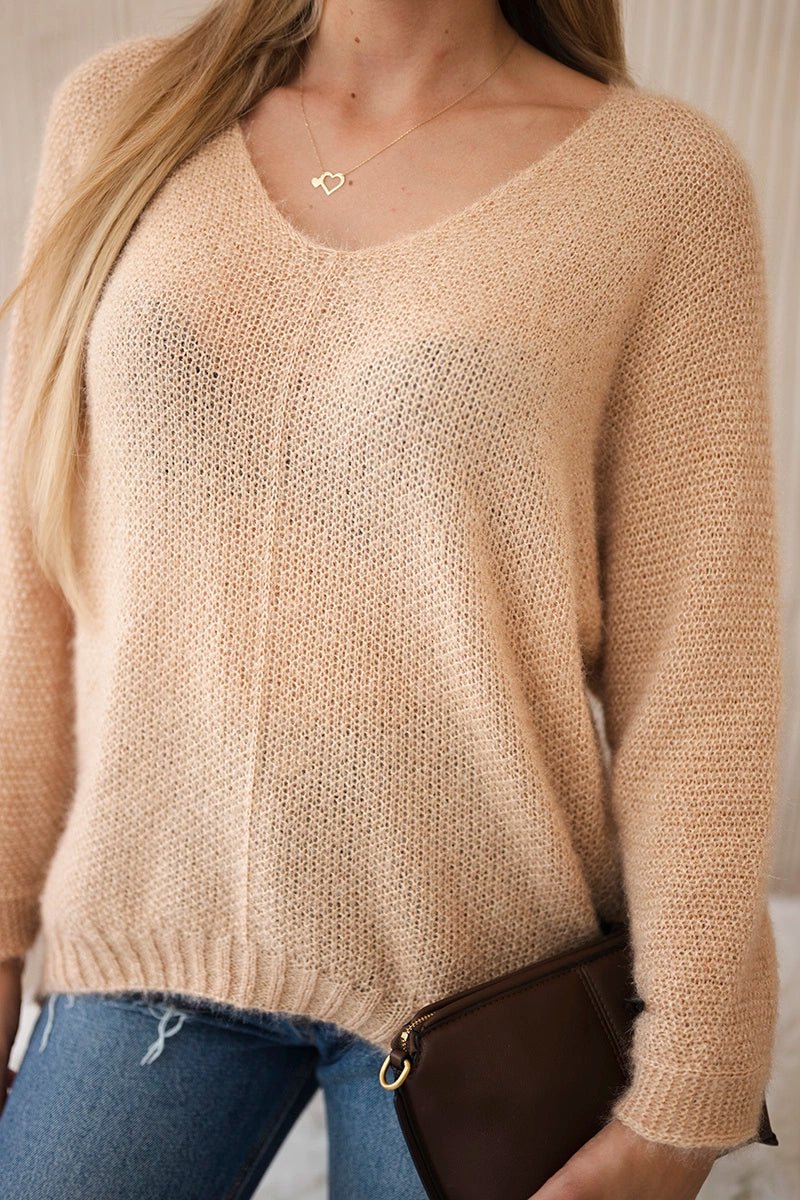 V - neck sweater IT - 51 / – Dark || beige цвет / color | Lexline Fashion