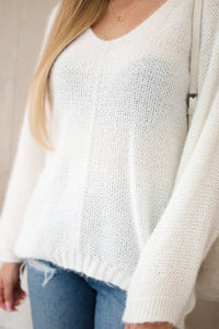 V - neck sweater IT - 51 / – Ecru цвет / color | Lexline Fashion