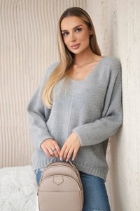 V - neck sweater IT - 51 / – Gray цвет / color | Lexline Fashion