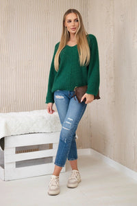 V - neck sweater IT - 51 / – Green цвет / color | Lexline Fashion