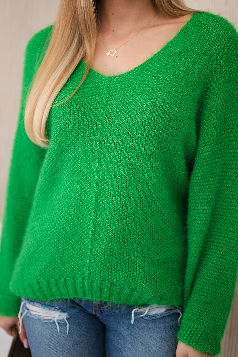 V - neck sweater IT - 51 / – Green || Light цвет / color | Lexline Fashion