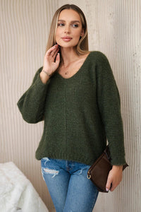 V - neck sweater IT - 51 / – Khaki цвет / color | Lexline Fashion