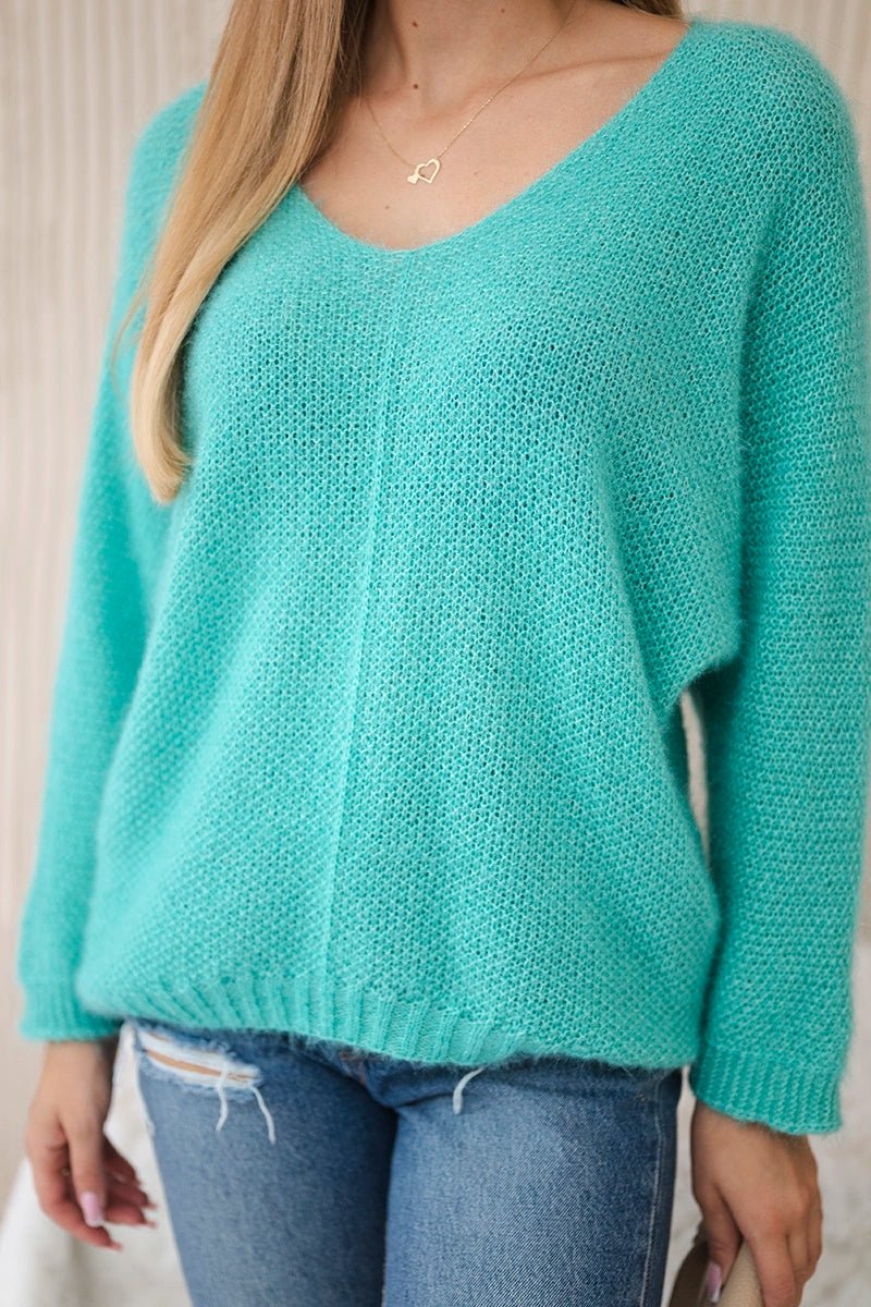 V - neck sweater IT - 51 / – Mint цвет / color | Lexline Fashion