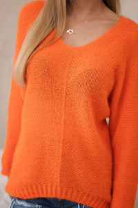 V - neck sweater IT - 51 / – Orange цвет / color | Lexline Fashion