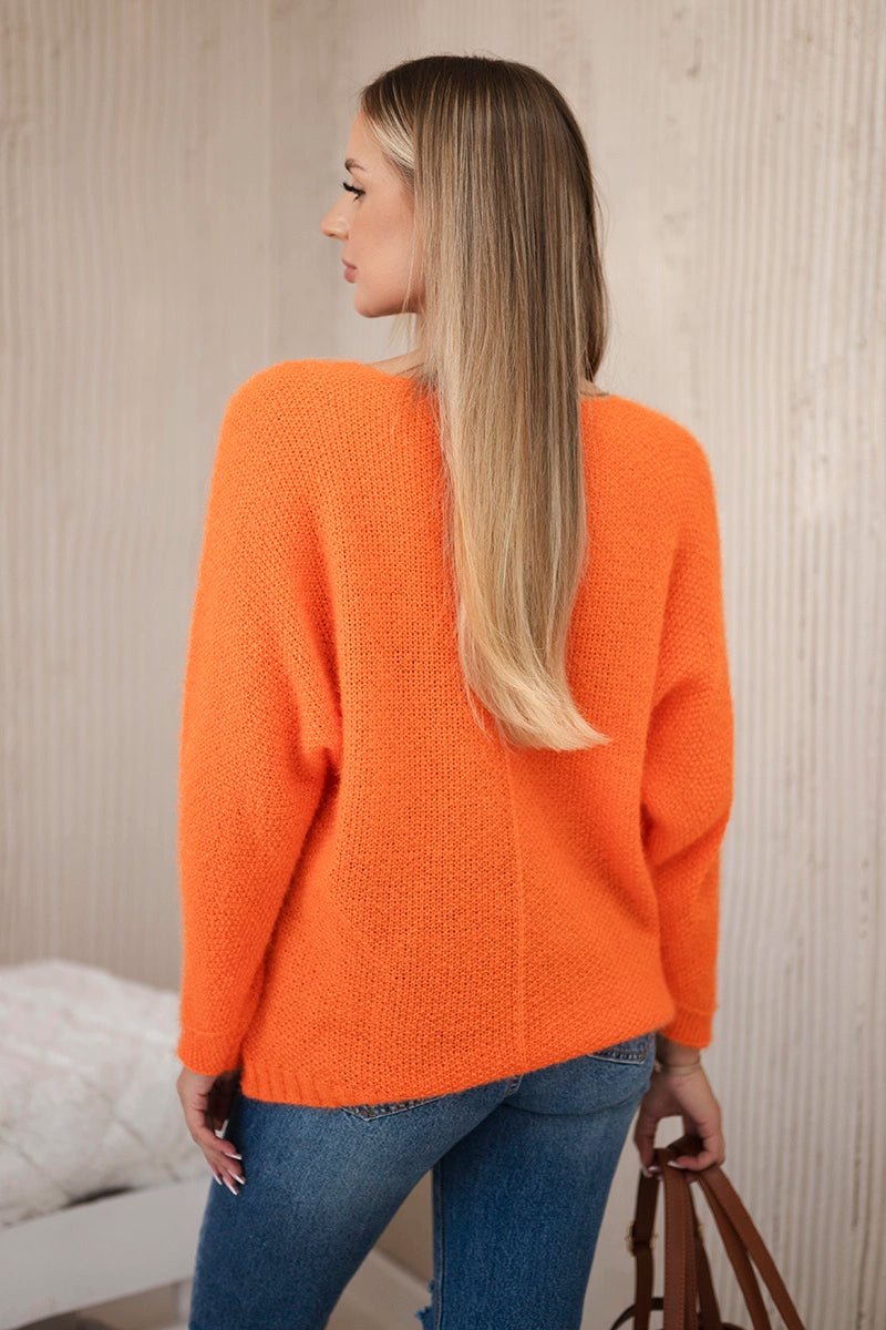 V - neck sweater IT - 51 / – Orange цвет / color | Lexline Fashion