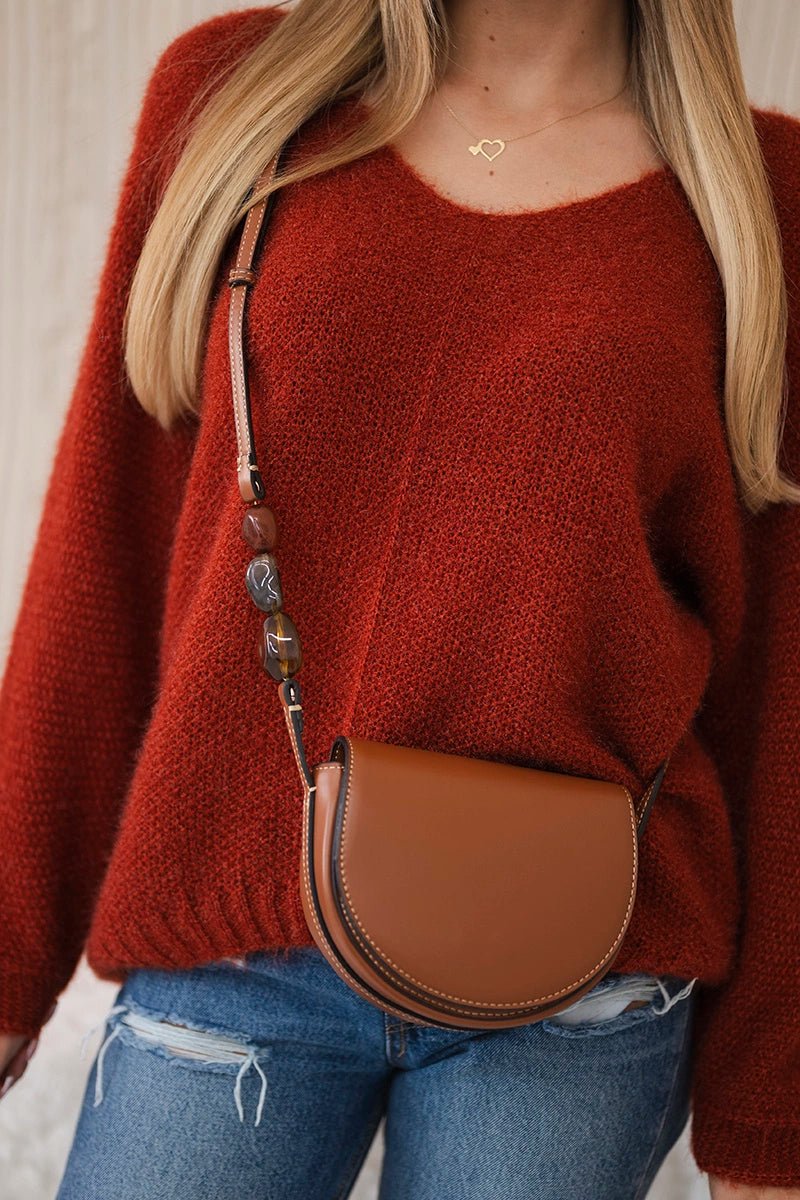 V - neck sweater IT - 51 / – Russet цвет / color | Lexline Fashion