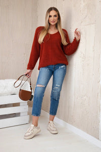 V - neck sweater IT - 51 / – Russet цвет / color | Lexline Fashion
