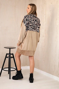 Velor dress 9388 / – Beige цвет / color | Lexline Fashion