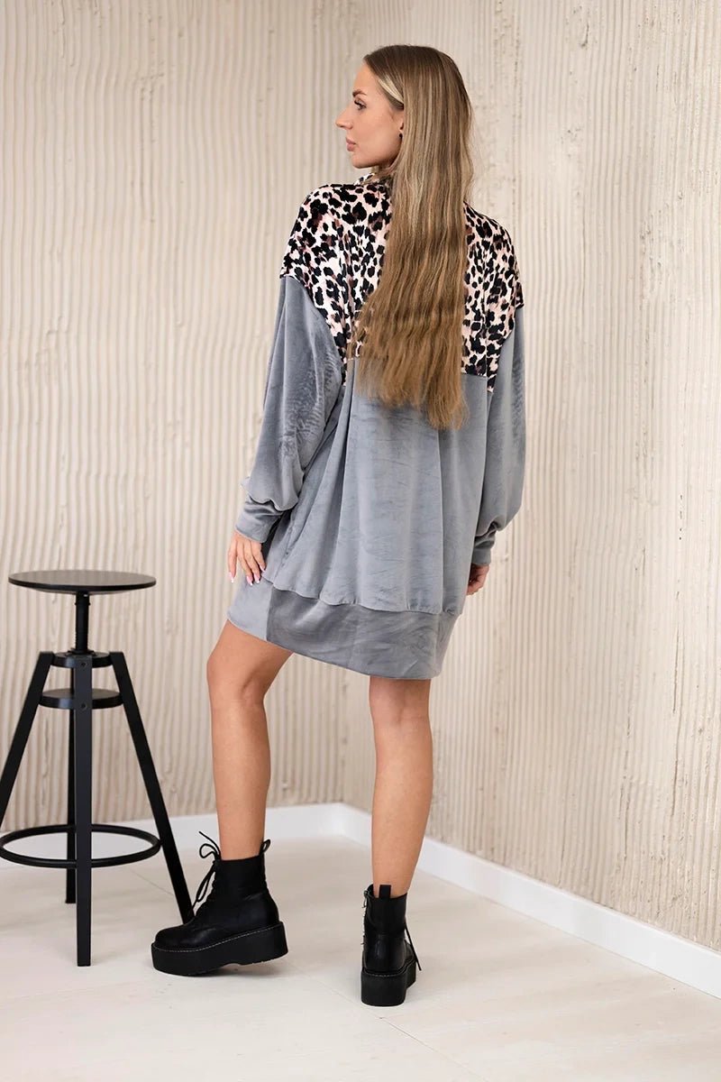 Velor dress 9388 / – Gray цвет / color | Lexline Fashion