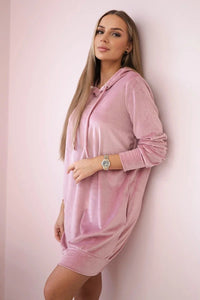 Velor dress with a hood 9366 / – Black цвет / color | Lexline Fashion
