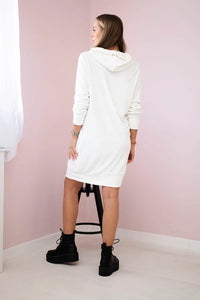 Velor dress with a hood 9366 / – Ecru цвет / color | Lexline Fashion